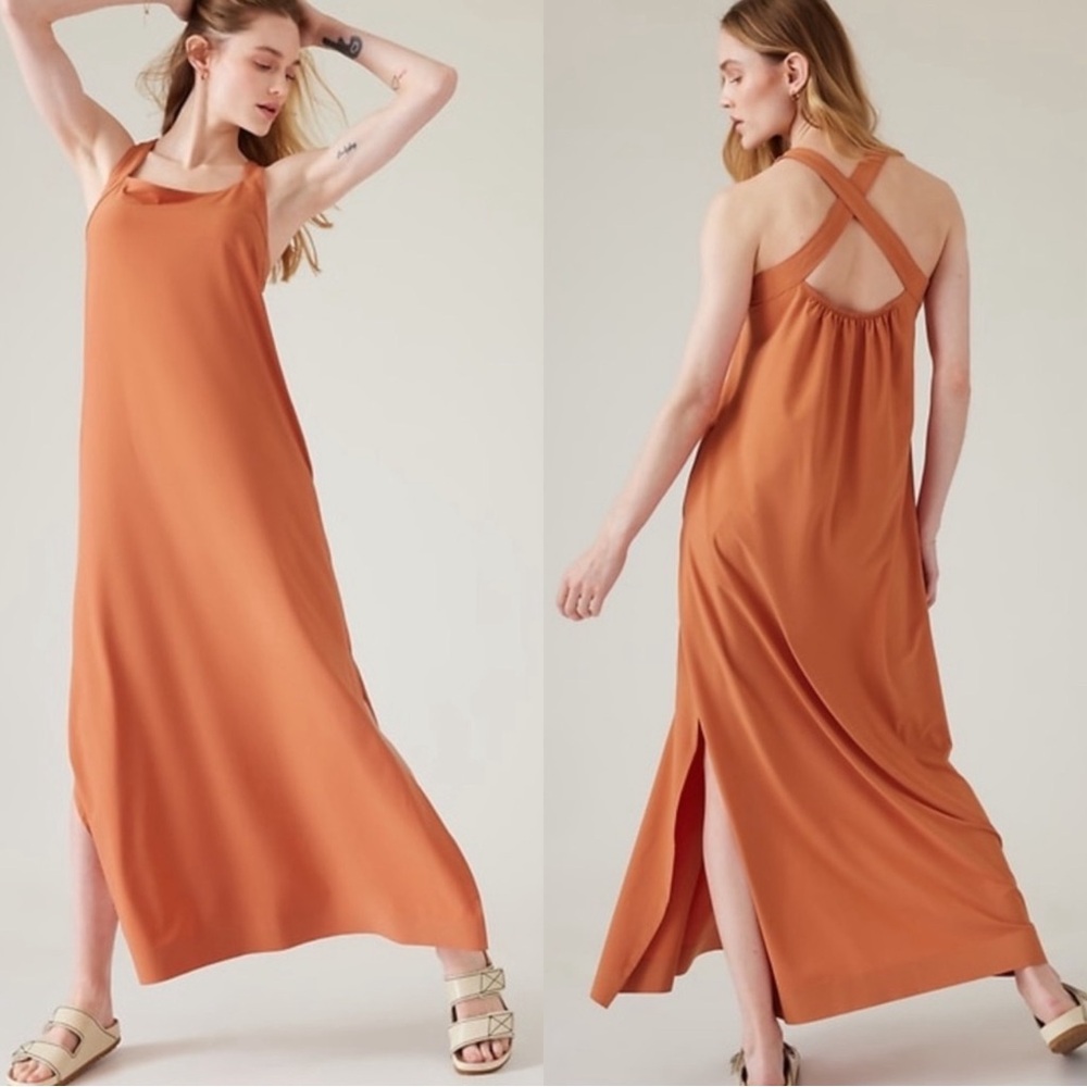 Athleta Orange Halter Sundress Sleeveless Resort Wear Small